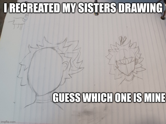 No turtle | I RECREATED MY SISTERS DRAWING; GUESS WHICH ONE IS MINE | image tagged in e | made w/ Imgflip meme maker