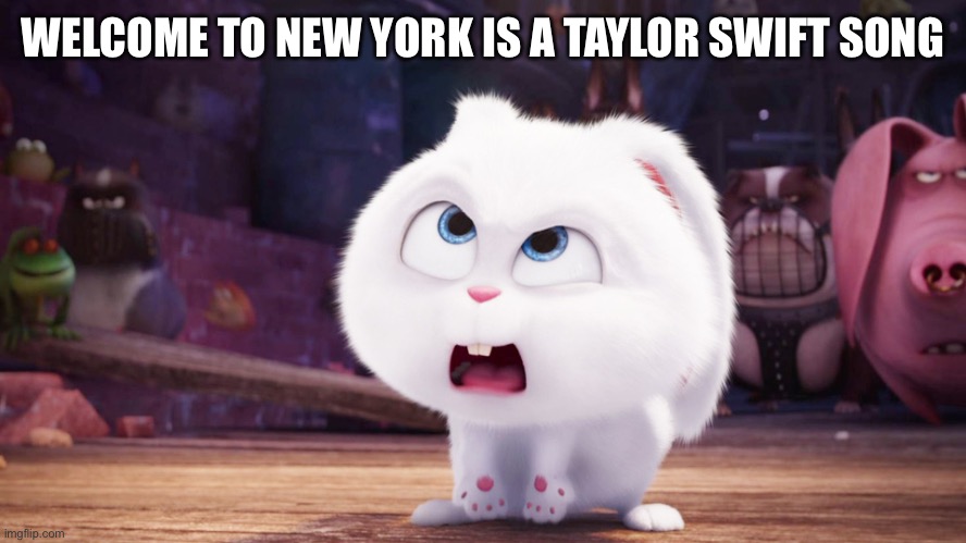 Snowball - The Secret Life of Pets | WELCOME TO NEW YORK IS A TAYLOR SWIFT SONG | image tagged in snowball - the secret life of pets | made w/ Imgflip meme maker