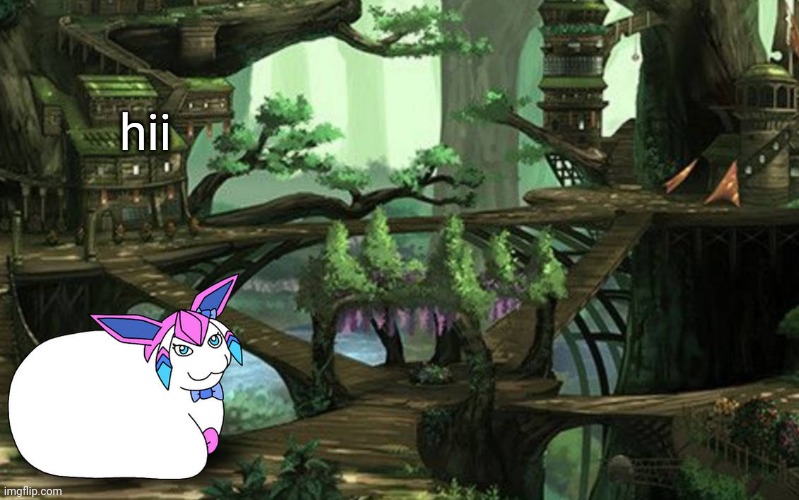 sylceon in a tree (art by PT) | hii | image tagged in sylceon in a tree art by pt | made w/ Imgflip meme maker