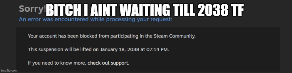 BITCH I AINT WAITING TILL 2038 TF | made w/ Imgflip meme maker