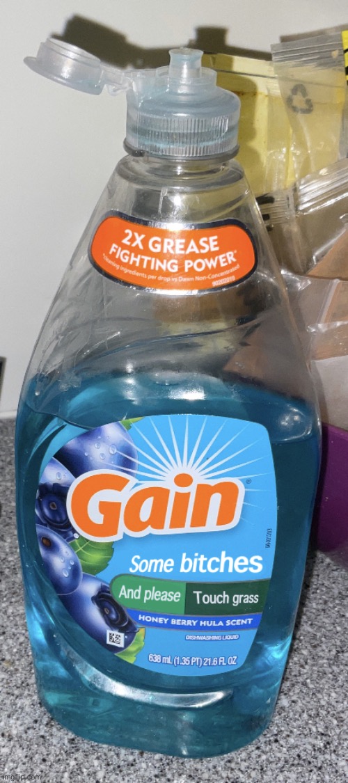 I turned the dish soap into a meme | image tagged in gain | made w/ Imgflip meme maker