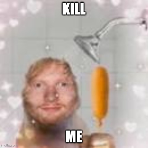 ed sheeran holding a corn dog in the shower | KILL ME | image tagged in ed sheeran holding a corn dog in the shower | made w/ Imgflip meme maker