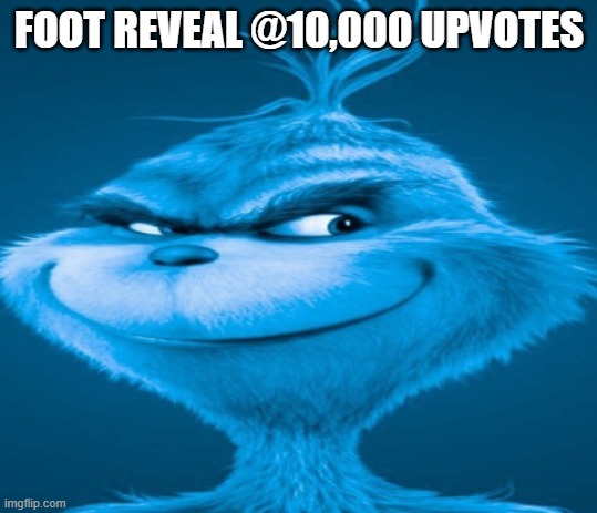 kill me | FOOT REVEAL @10,000 UPVOTES | image tagged in the blue grinch,wtf | made w/ Imgflip meme maker