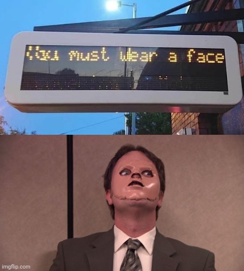Face wear | image tagged in dwight schrute the office cpr dummy face mask hannibal,you had one job,face,memes,reposts,repost | made w/ Imgflip meme maker