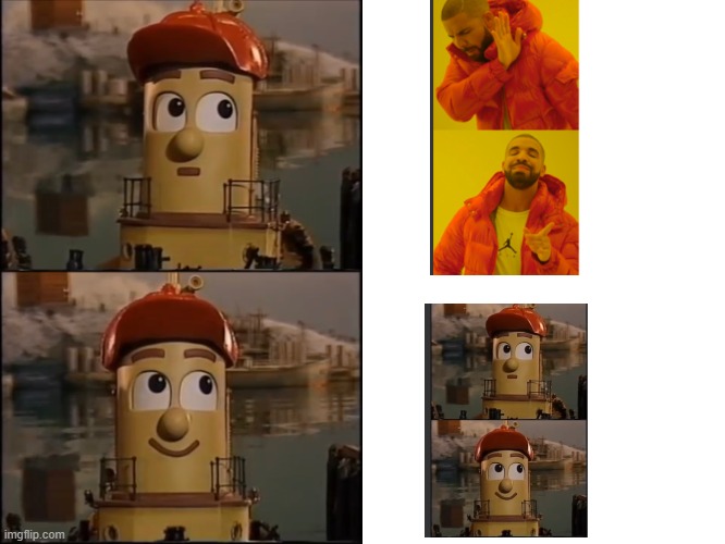 This template is miles better lol | image tagged in theodore tugboat drake meme | made w/ Imgflip meme maker