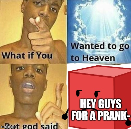 Nono | HEY GUYS FOR A PRANK- | image tagged in what if you wanted to go to heaven | made w/ Imgflip meme maker