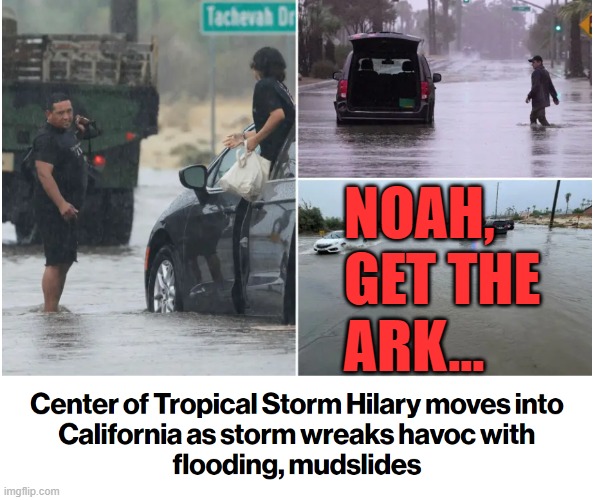 NOAH,
GET THE 
ARK... | image tagged in hurricane,flood,noah,california | made w/ Imgflip meme maker