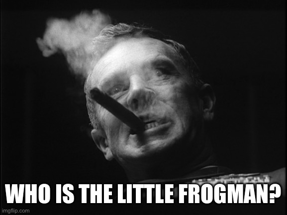 General Ripper (Dr. Strangelove) | WHO IS THE LITTLE FROGMAN? | image tagged in general ripper dr strangelove | made w/ Imgflip meme maker