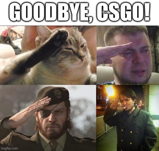 Csgo is leaving soon, goodbye | GOODBYE, CSGO! | image tagged in ozon's salute | made w/ Imgflip meme maker