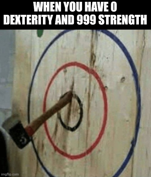How relatable | WHEN YOU HAVE 0 DEXTERITY AND 999 STRENGTH | image tagged in gaming | made w/ Imgflip meme maker