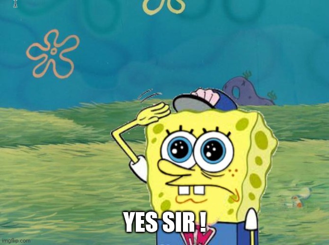 Spongebob salute | YES SIR ! | image tagged in spongebob salute | made w/ Imgflip meme maker