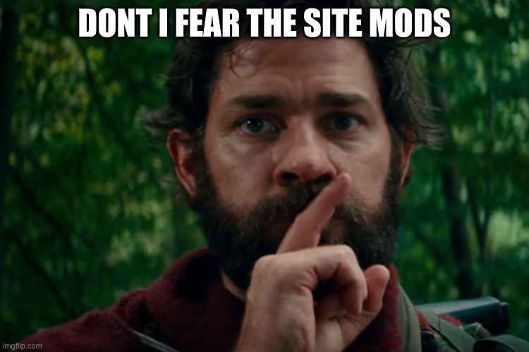 A quiet place | DONT I FEAR THE SITE MODS | image tagged in a quiet place | made w/ Imgflip meme maker