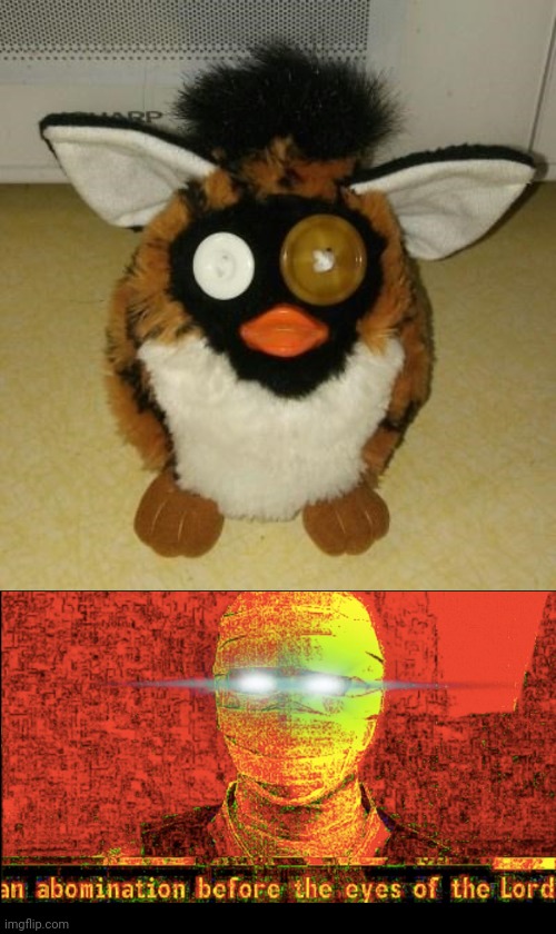 Cursed Furby | image tagged in an abomination before the eyes of the lord,cursed,furby,buttons,cursed image,memes | made w/ Imgflip meme maker