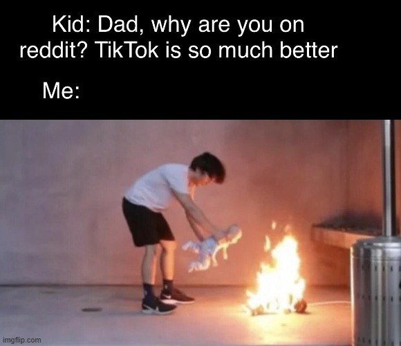 "TikTok bad, Reddit ripoff good" | made w/ Imgflip meme maker
