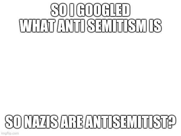 ?? | SO I GOOGLED WHAT ANTI SEMITISM IS; SO NAZIS ARE ANTISEMITIST? | image tagged in le question | made w/ Imgflip meme maker
