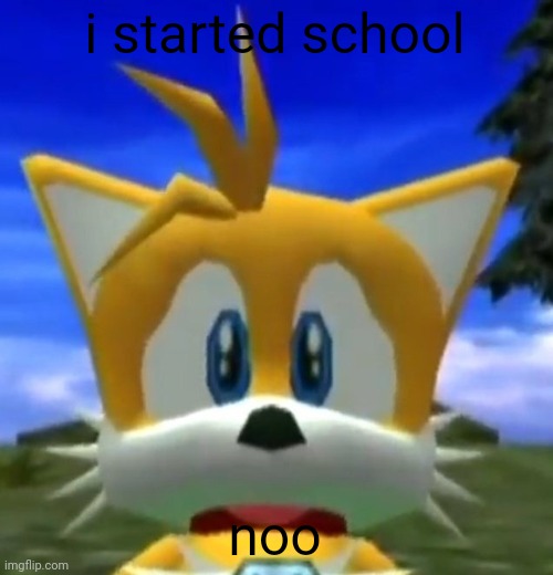 Dreamcast Tails | i started school; noo | image tagged in dreamcast tails | made w/ Imgflip meme maker