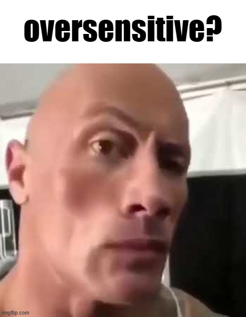 The Rock Eyebrows | oversensitive? | image tagged in the rock eyebrows | made w/ Imgflip meme maker