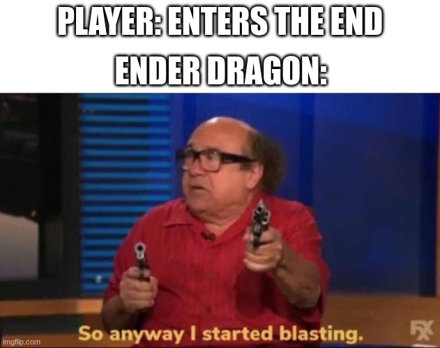 So Anyway I Started Blasting! | PLAYER: ENTERS THE END; ENDER DRAGON: | image tagged in so anyway i started blasting | made w/ Imgflip meme maker
