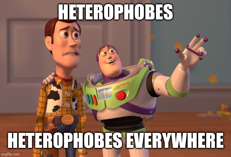 I'm Amazed by the Amount of So-Called "Normal People" Doing Their Absolute Best to Forcibly Normalize Their Mental Illness | HETEROPHOBES; HETEROPHOBES EVERYWHERE | image tagged in heterophobia,straight,mental illness,common sense,x x everywhere,x everywhere | made w/ Imgflip meme maker