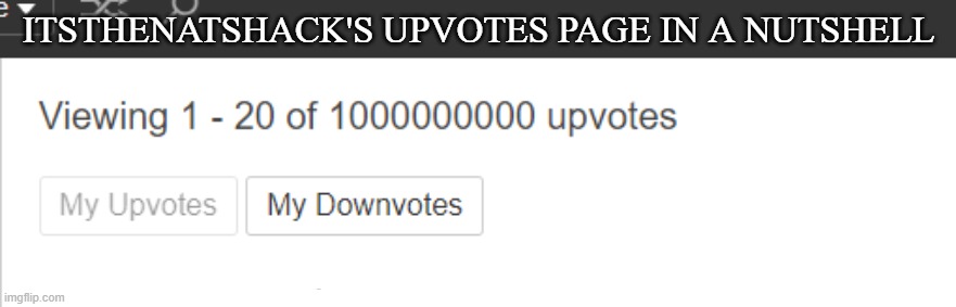 Used Inspect for this | ITSTHENATSHACK'S UPVOTES PAGE IN A NUTSHELL | made w/ Imgflip meme maker