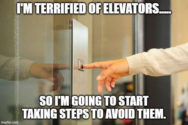 Daily Bad Dad Joke August 21, 2023 | I'M TERRIFIED OF ELEVATORS..... SO I'M GOING TO START TAKING STEPS TO AVOID THEM. | image tagged in elevator button | made w/ Imgflip meme maker