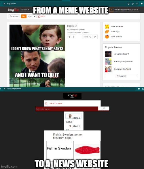 I made the Imgflip news website using inspect element | FROM A MEME WEBSITE; TO A  NEWS WEBSITE | image tagged in inspect,elements | made w/ Imgflip meme maker