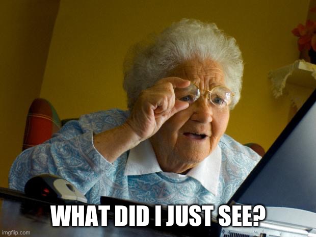 Old lady at computer finds the Internet | WHAT DID I JUST SEE? | image tagged in old lady at computer finds the internet | made w/ Imgflip meme maker