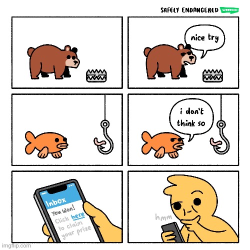 Prize | image tagged in inbox,prize,comics,comics/cartoons,fish,trap | made w/ Imgflip meme maker