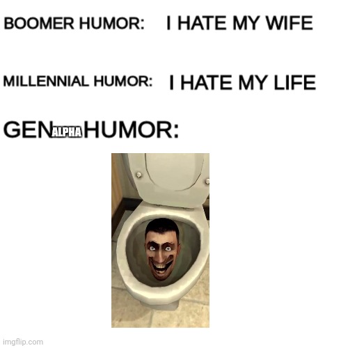 Gen Alpha humor | ALPHA | image tagged in boomer humor millennial humor gen-z humor | made w/ Imgflip meme maker