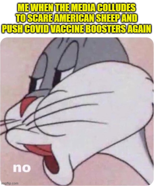 Didn't fall for it the first time. | ME WHEN THE MEDIA COLLUDES TO SCARE AMERICAN SHEEP AND PUSH COVID VACCINE BOOSTERS AGAIN | image tagged in democrats,liberals,woke,leftists,biased media,disinformation | made w/ Imgflip meme maker