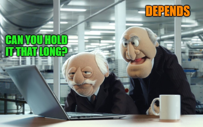CAN YOU HOLD IT THAT LONG? DEPENDS | image tagged in muppets | made w/ Imgflip meme maker