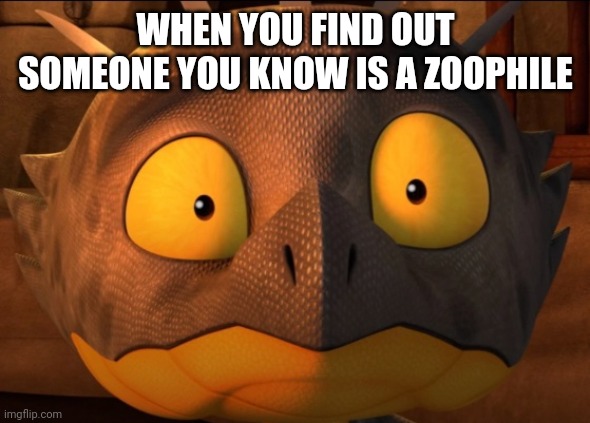 Shocked Cutter | WHEN YOU FIND OUT SOMEONE YOU KNOW IS A ZOOPHILE | image tagged in shocked cutter | made w/ Imgflip meme maker