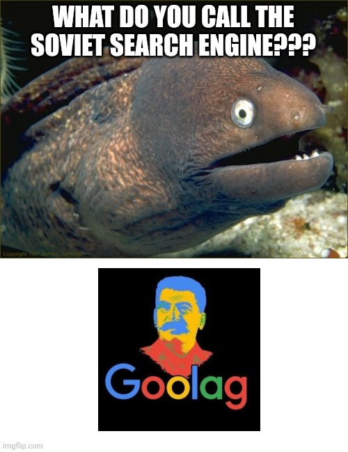 Soviet Google | WHAT DO YOU CALL THE SOVIET SEARCH ENGINE??? | image tagged in memes,bad joke eel,communism,puns,jpfan102504 | made w/ Imgflip meme maker