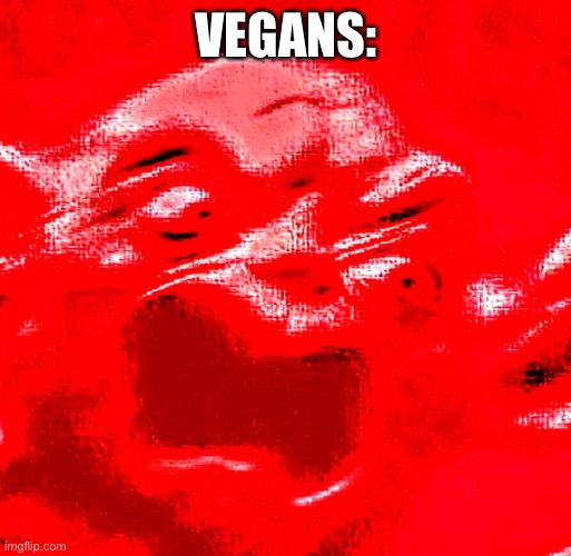 VERY LOUD SCREAMING | VEGANS: | image tagged in very loud screaming | made w/ Imgflip meme maker