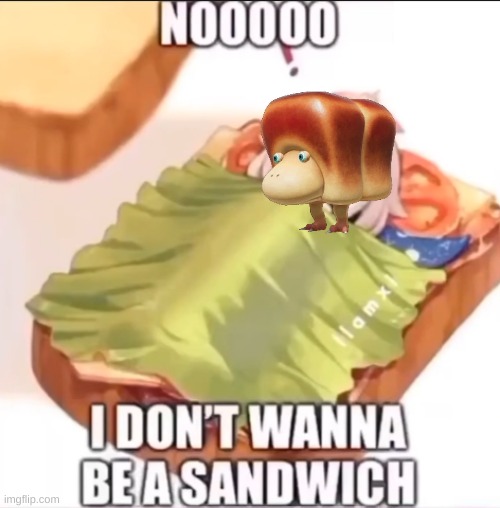 Breadbug didn't win this battle | image tagged in no i dont wanna be a sandwich,pikmin,memes | made w/ Imgflip meme maker
