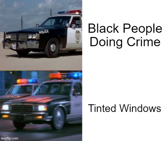 Package Police Car Drake Reaction | Black People Doing Crime; Tinted Windows | image tagged in package police car drake reaction,memes | made w/ Imgflip meme maker