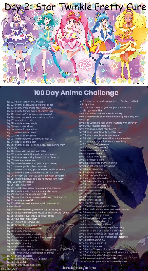 yeah there's gonna be a lot of pretty cure bias lol ? | Day 2: Star Twinkle Pretty Cure | image tagged in 100 day anime challenge | made w/ Imgflip meme maker