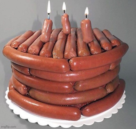 #3,302 | image tagged in cursed image,cursed,cake,hot dogs,weiner,food | made w/ Imgflip meme maker
