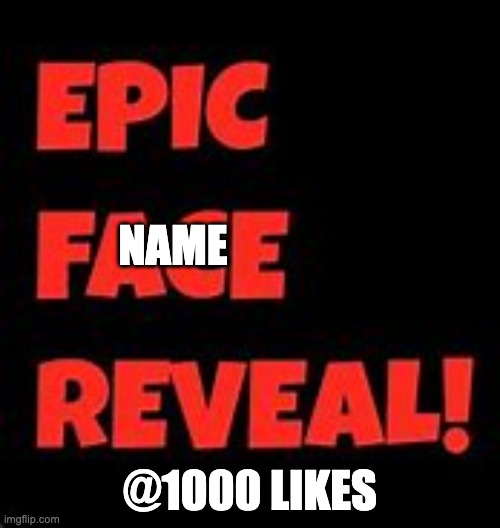 Epic Face Reveal | NAME; @1000 LIKES | image tagged in epic face reveal | made w/ Imgflip meme maker