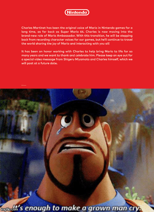Sayonara, Mr. Martinet... | image tagged in it's enough to make a grown man cry,super mario | made w/ Imgflip meme maker