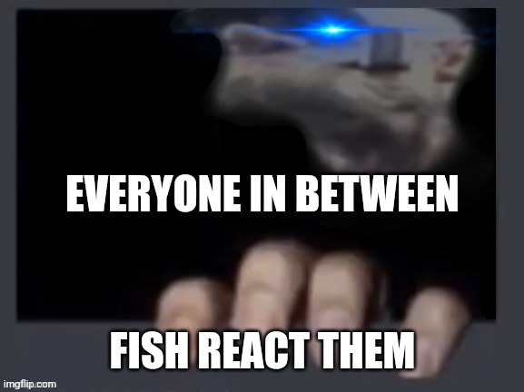 Everyone in between X react them | EVERYONE IN BETWEEN; FISH REACT THEM | image tagged in everyone in between x react them | made w/ Imgflip meme maker