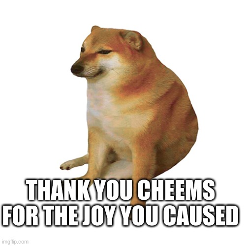 cheems | THANK YOU CHEEMS FOR THE JOY YOU CAUSED | image tagged in dodge | made w/ Imgflip meme maker