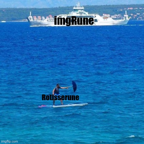 Umbrella Boat | imgRune Rotisserune | image tagged in umbrella boat | made w/ Imgflip meme maker