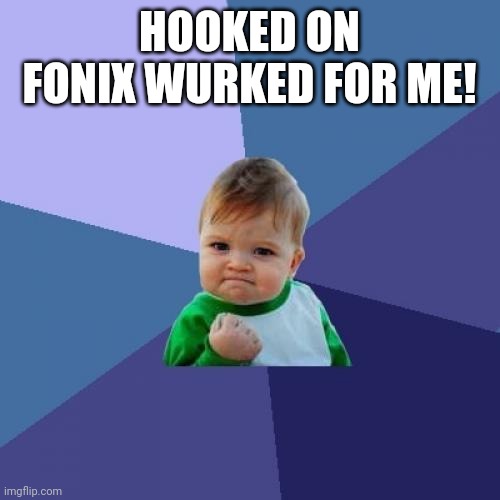 Success Kid Meme | HOOKED ON FONIX WURKED FOR ME! | image tagged in memes,success kid | made w/ Imgflip meme maker