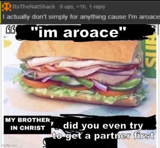 like damn | "im aroace"; did you even try to get a partner first | made w/ Imgflip meme maker