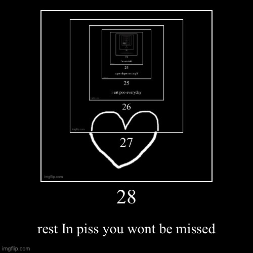 28 | rest In piss you wont be missed | image tagged in funny,demotivationals | made w/ Imgflip demotivational maker