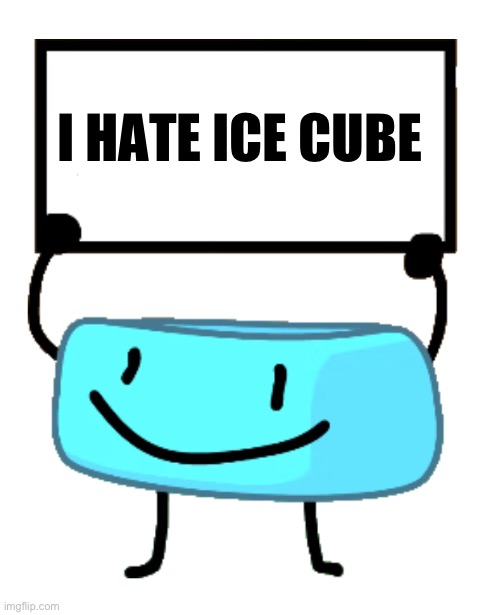 Uhh | I HATE ICE CUBE | image tagged in bracelety sign,bfdi | made w/ Imgflip meme maker