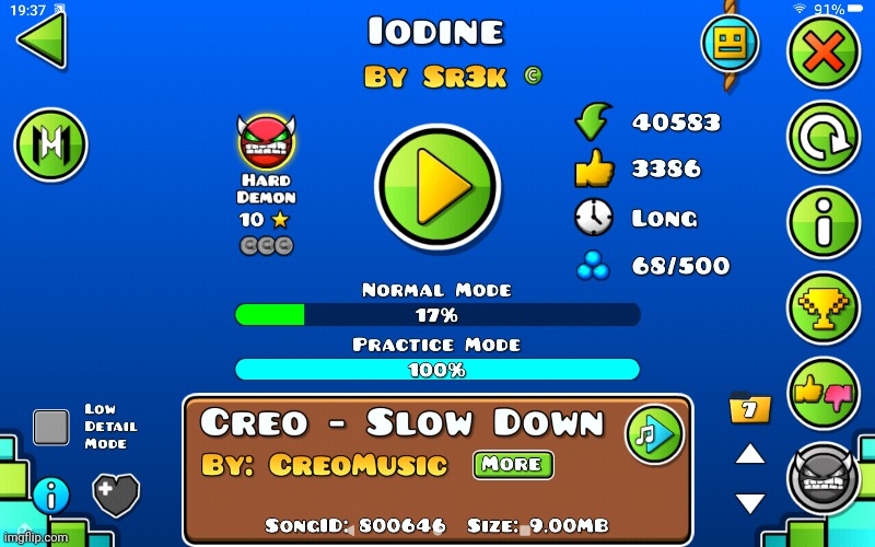 Me and my little sister (8) are gonna try and beat iodine as my 17th demon, it requested 6 stars tho | image tagged in geometry dash,progress | made w/ Imgflip meme maker