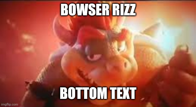 BOWSERS RIZZ  FACE | BOWSER RIZZ; BOTTOM TEXT | image tagged in bowsers rizz face | made w/ Imgflip meme maker