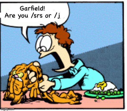 Updated. | Garfield!
Are you /srs or /j | made w/ Imgflip meme maker